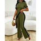 Women's Short Sleeve Top & Flared Pants Set