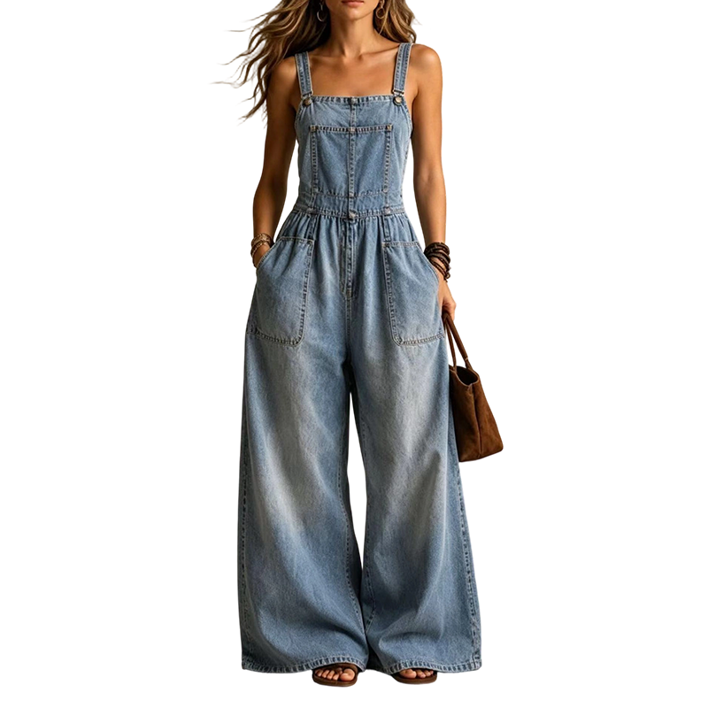⌛Limited-time offer-Women Summer Loose Denim Jumpsuit with Pockets