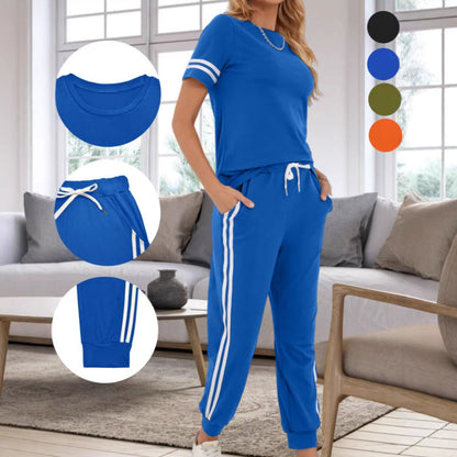 Women's Casual Two-Piece Set with Side Stripes