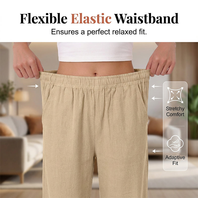 Women’s Casual Loose Fit Wide-Leg Crop Pants