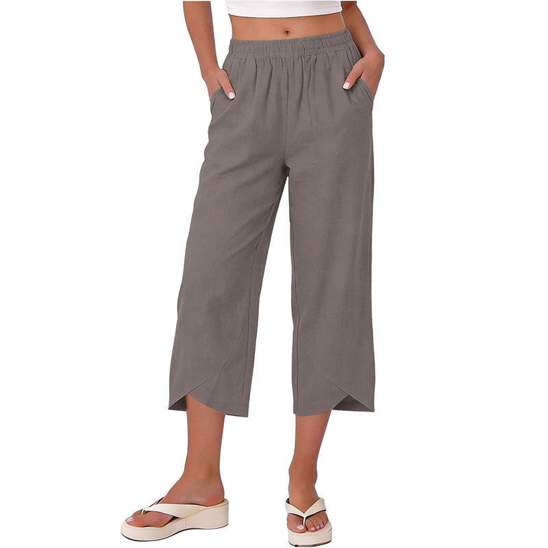 Women’s Casual Loose Fit Wide-Leg Crop Pants