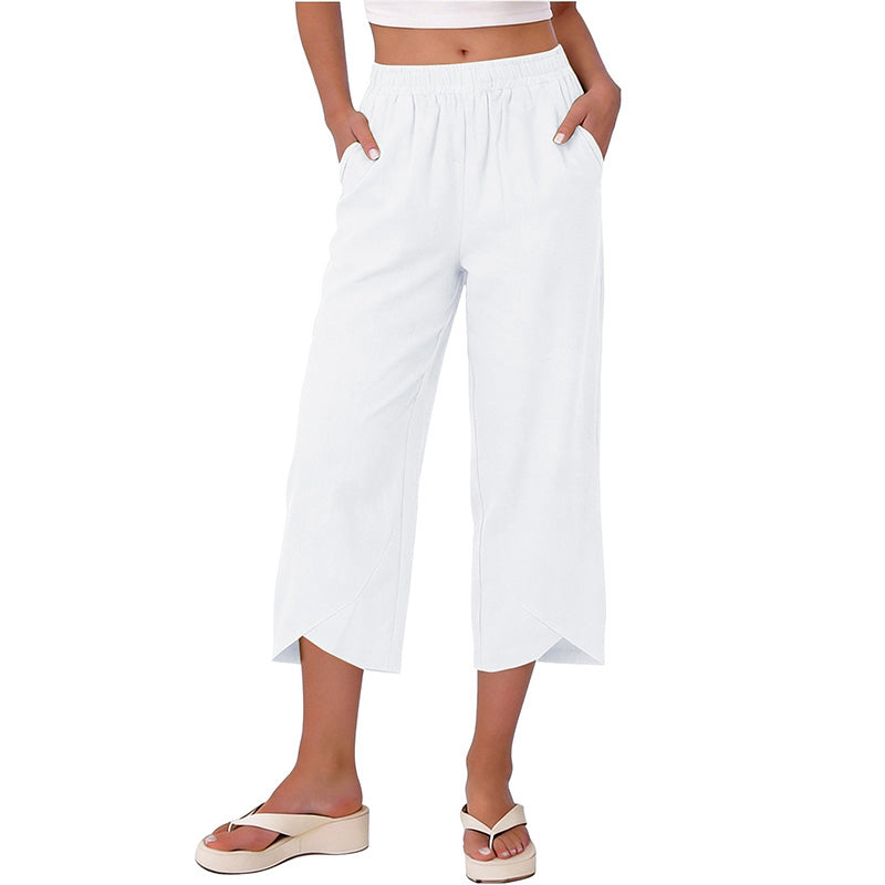 Women’s Casual Loose Fit Wide-Leg Crop Pants