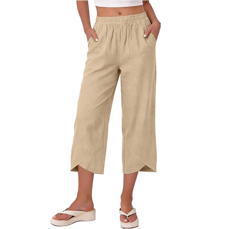 Women’s Casual Loose Fit Wide-Leg Crop Pants