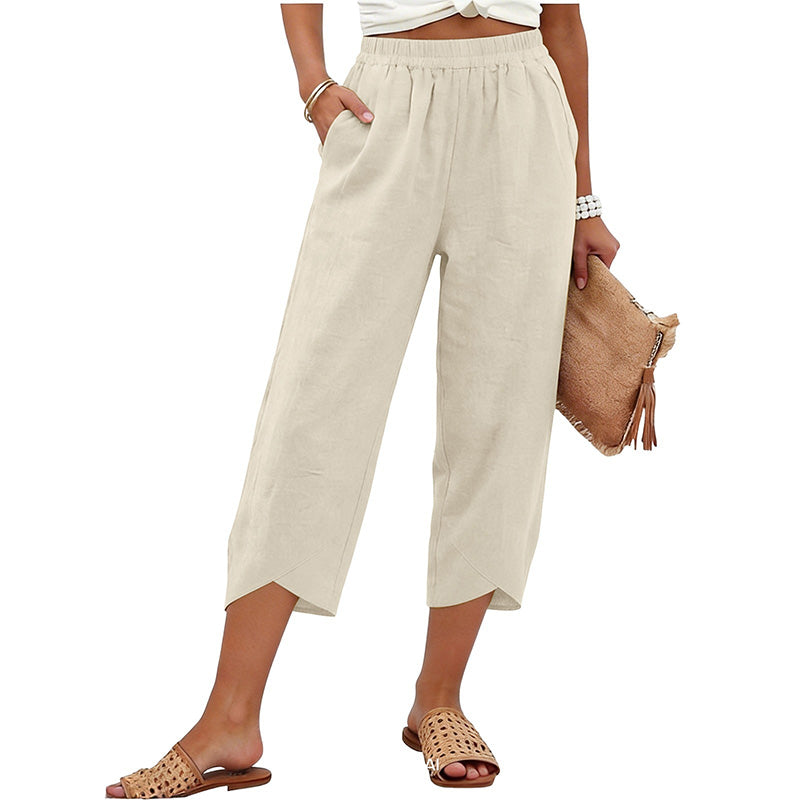Women’s Casual Loose Fit Wide-Leg Crop Pants