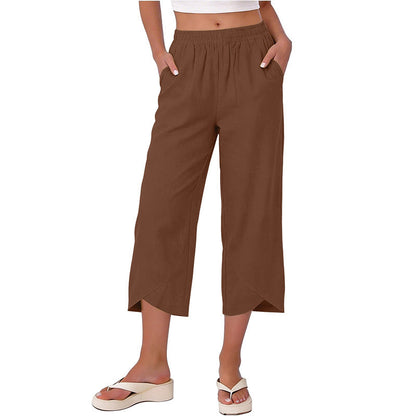 Women’s Casual Loose Fit Wide-Leg Crop Pants