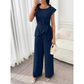 Chic Solid Color Top & Wide-Leg Pants Set