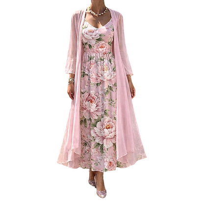 🌸👗Women's Elegant Two-Piece Floral Dress Set – Perfect Summer Holiday Look✨