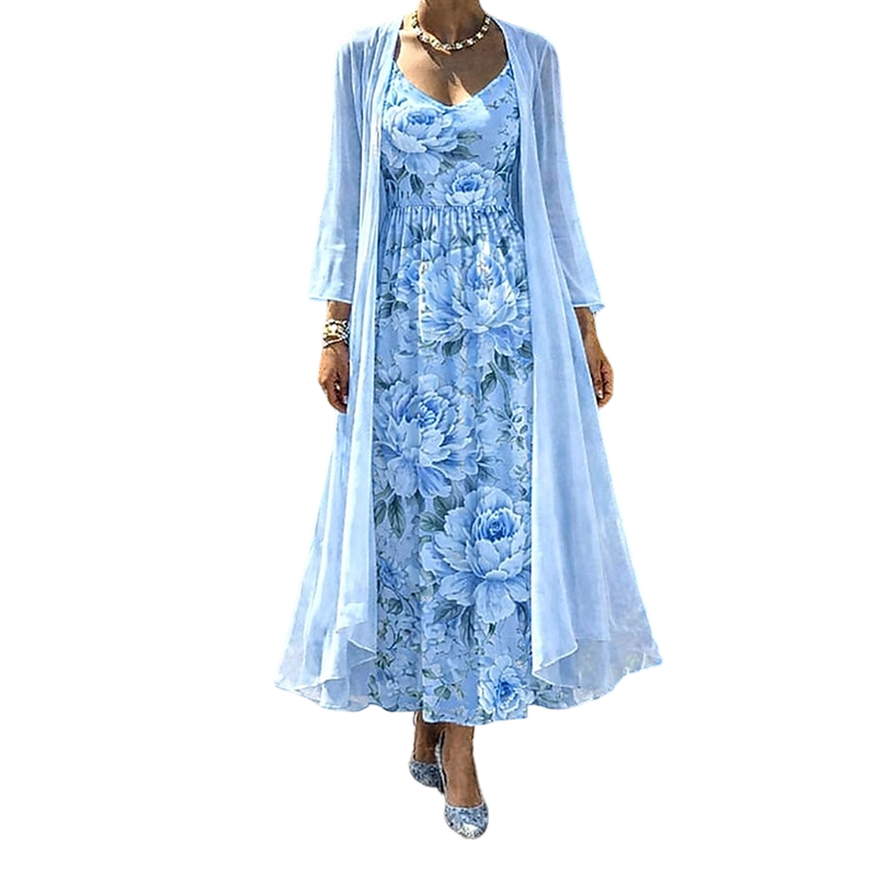 🌸👗Women's Elegant Two-Piece Floral Dress Set – Perfect Summer Holiday Look✨