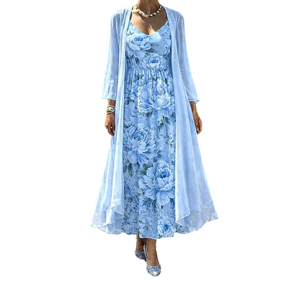 🌸👗Women's Elegant Two-Piece Floral Dress Set – Perfect Summer Holiday Look✨