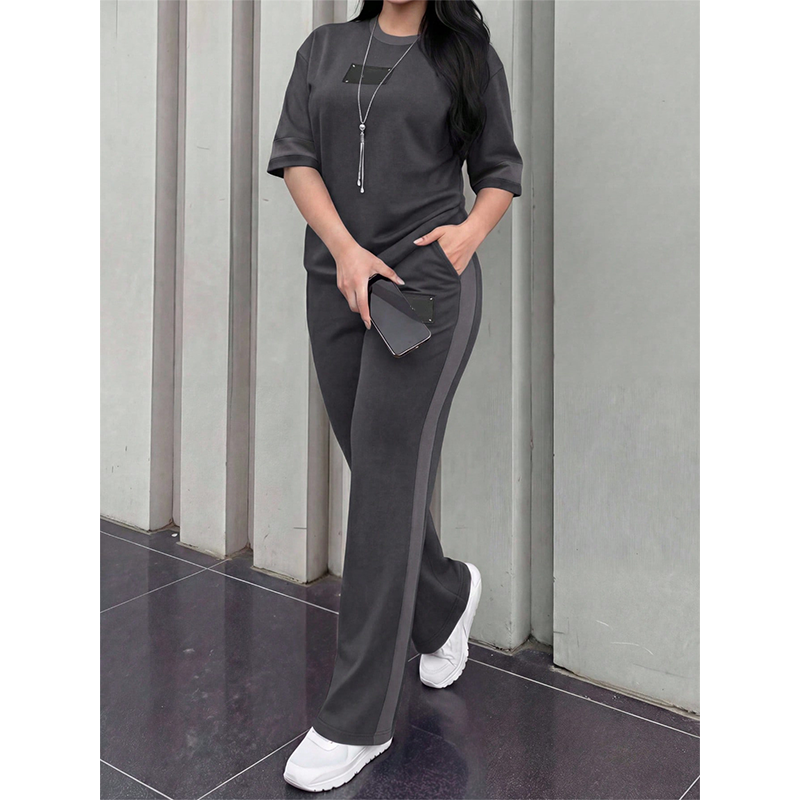 🔥Women's Casual Two-Piece Lounge Set with Stripe Detail