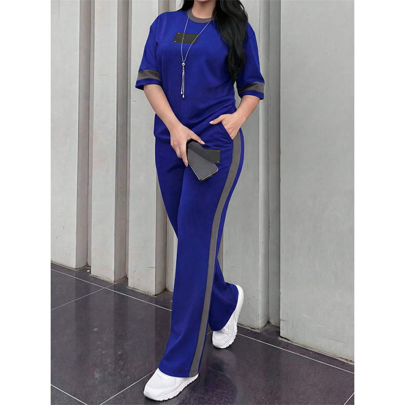 🔥Women's Casual Two-Piece Lounge Set with Stripe Detail