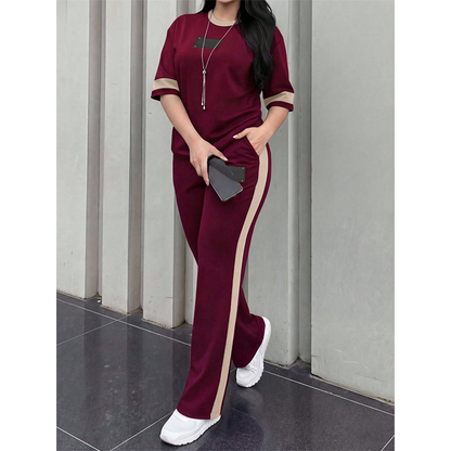 🔥Women's Casual Two-Piece Lounge Set with Stripe Detail