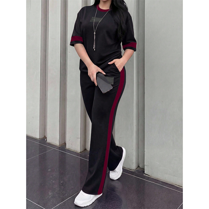 🔥Women's Casual Two-Piece Lounge Set with Stripe Detail