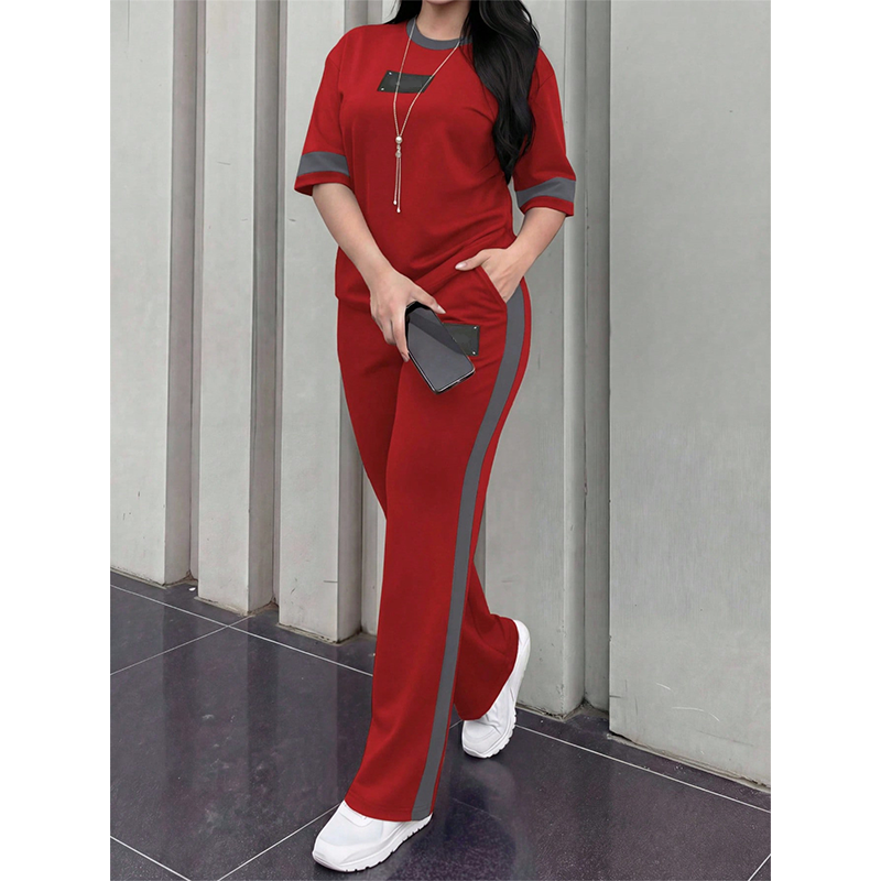 🔥Women's Casual Two-Piece Lounge Set with Stripe Detail