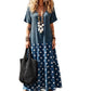 Women's Boho V-Neck Mixed Print Maxi Dress