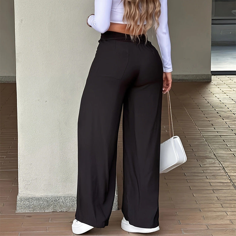 👖 LIMITED-TIME 50% OFF! 💥 Women's High-Waisted Straight Leg Trousers – Front Seam, Elastic Back, Versatile ✨