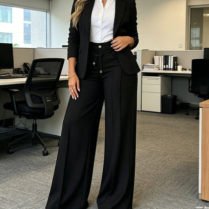 👖 LIMITED-TIME 50% OFF! 💥 Women's High-Waisted Straight Leg Trousers – Front Seam, Elastic Back, Versatile ✨