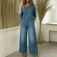 Women's Asymmetric Off-Shoulder Denim Jumpsuit