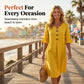 🎉 2026 Sale — Over 31,600 Sold 🔥 Women Solid Ruffle Sleeve V-Neck Midi Dress – Summer Casual Dress 🌸