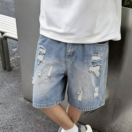 Men’s Ripped Distressed Denim Shorts