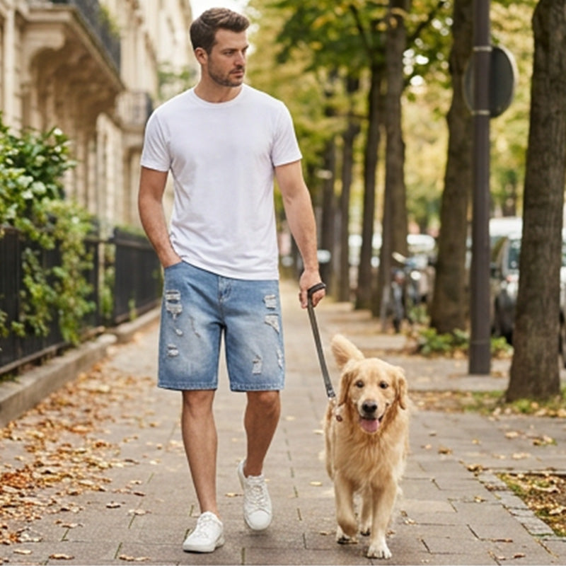 Men’s Ripped Distressed Denim Shorts