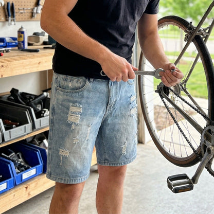 Men’s Ripped Distressed Denim Shorts