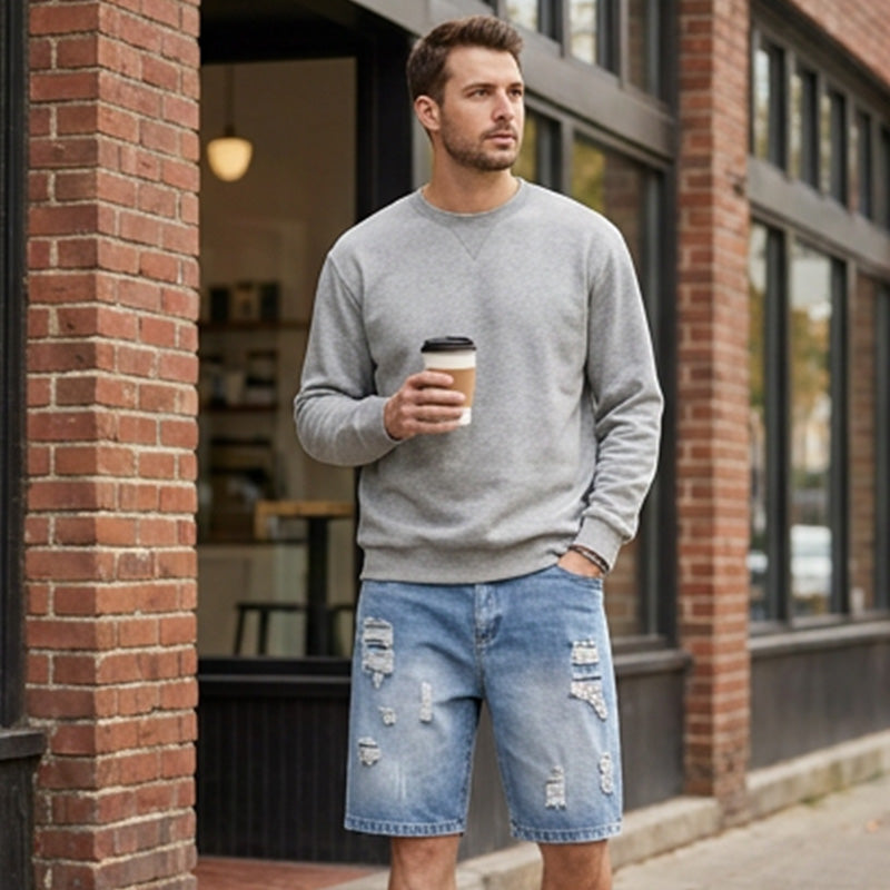 Men’s Ripped Distressed Denim Shorts