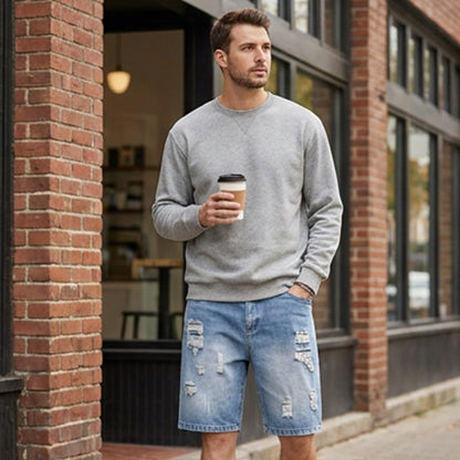 Men’s Ripped Distressed Denim Shorts