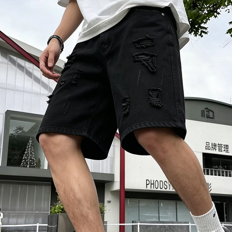Men’s Ripped Distressed Denim Shorts