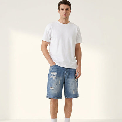 Men’s Ripped Distressed Denim Shorts