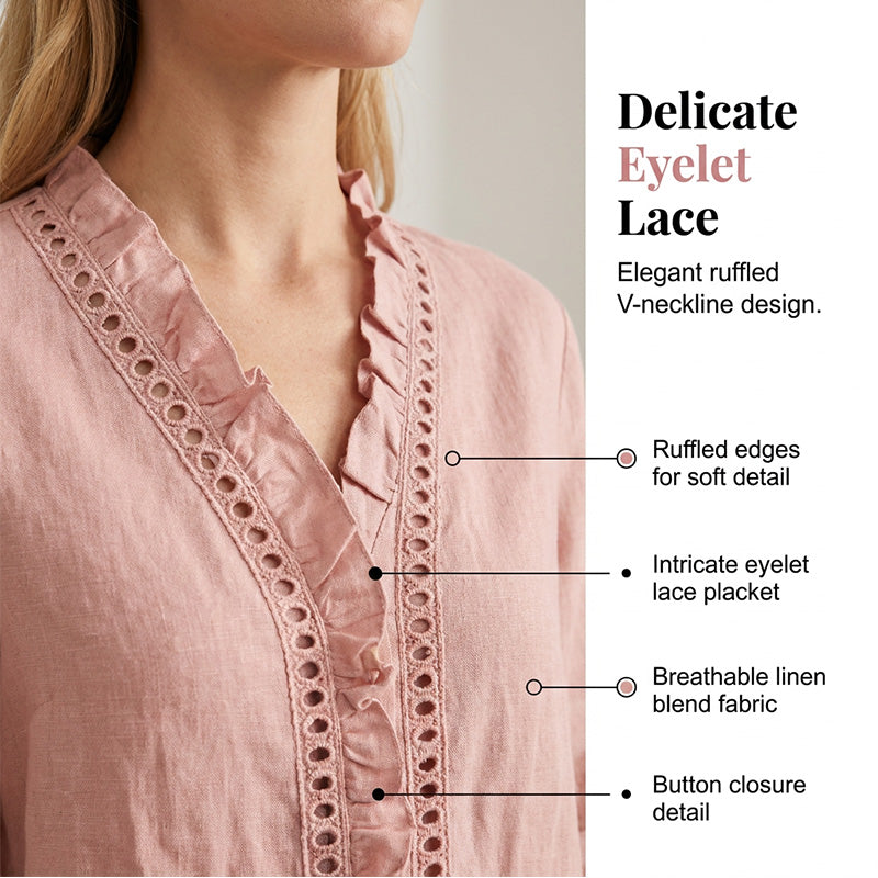 👚✨Women's Casual V-Neck Ruffle Trim Blouse – Effortless Feminine Everyday Style🌸