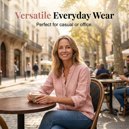 👚✨Women's Casual V-Neck Ruffle Trim Blouse – Effortless Feminine Everyday Style🌸