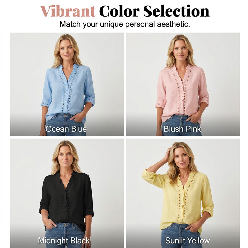 👚✨Women's Casual V-Neck Ruffle Trim Blouse – Effortless Feminine Everyday Style🌸