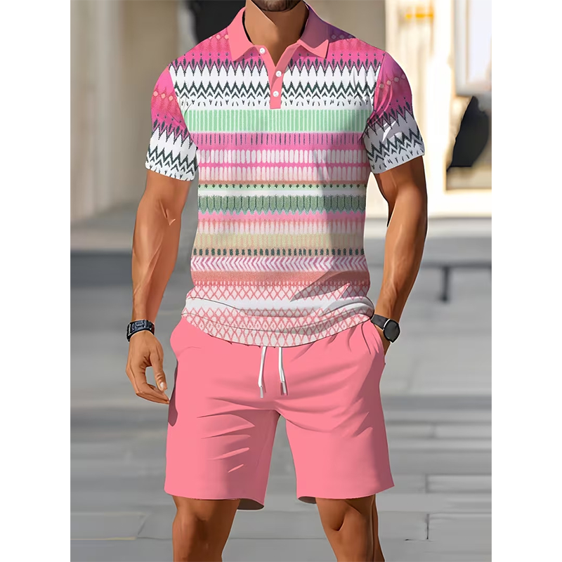 👕 LIMITED-TIME 50% OFF! 💥 Men's Two-Piece Shirt and Shorts Set – Digital Print, Athletic Fit, Wrinkle Resistant ✨