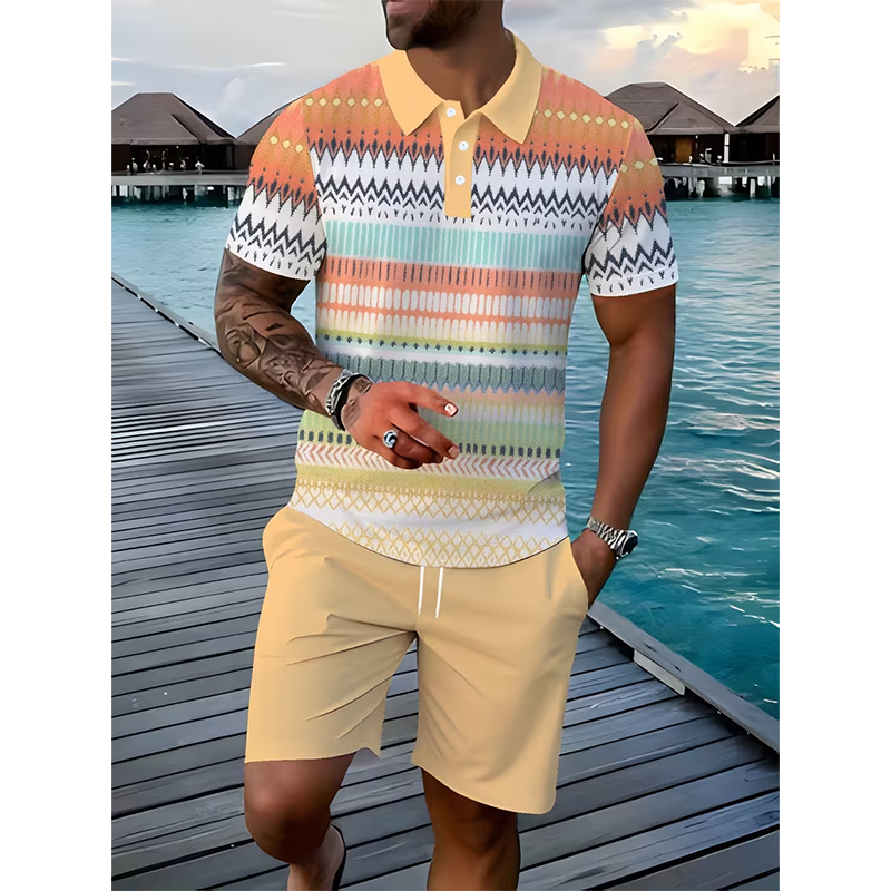 👕 LIMITED-TIME 50% OFF! 💥 Men's Two-Piece Shirt and Shorts Set – Digital Print, Athletic Fit, Wrinkle Resistant ✨