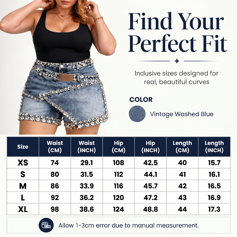 👖💎Women’s Rhinestone Denim Layered Skort – Sparkle Style Meets Everyday Comfort ✨
