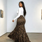 Women's Leopard Print Elastic Maxi Skirt