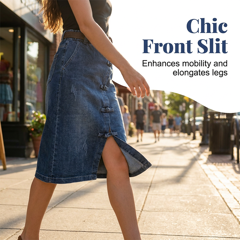Women’s Slimming A-Line Denim Midi Skirt