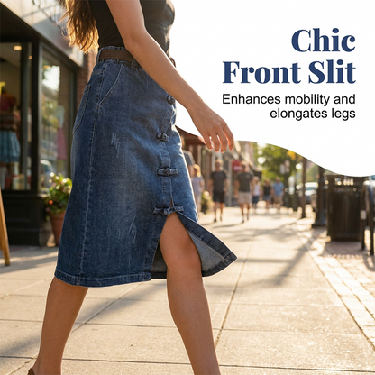 Women’s Slimming A-Line Denim Midi Skirt