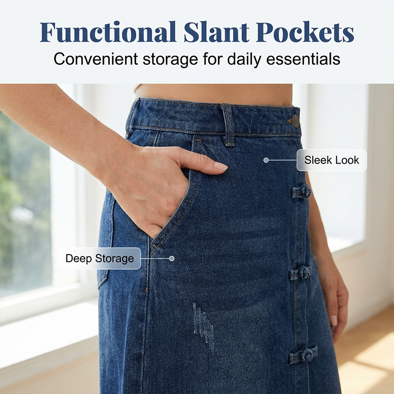 Women’s Slimming A-Line Denim Midi Skirt