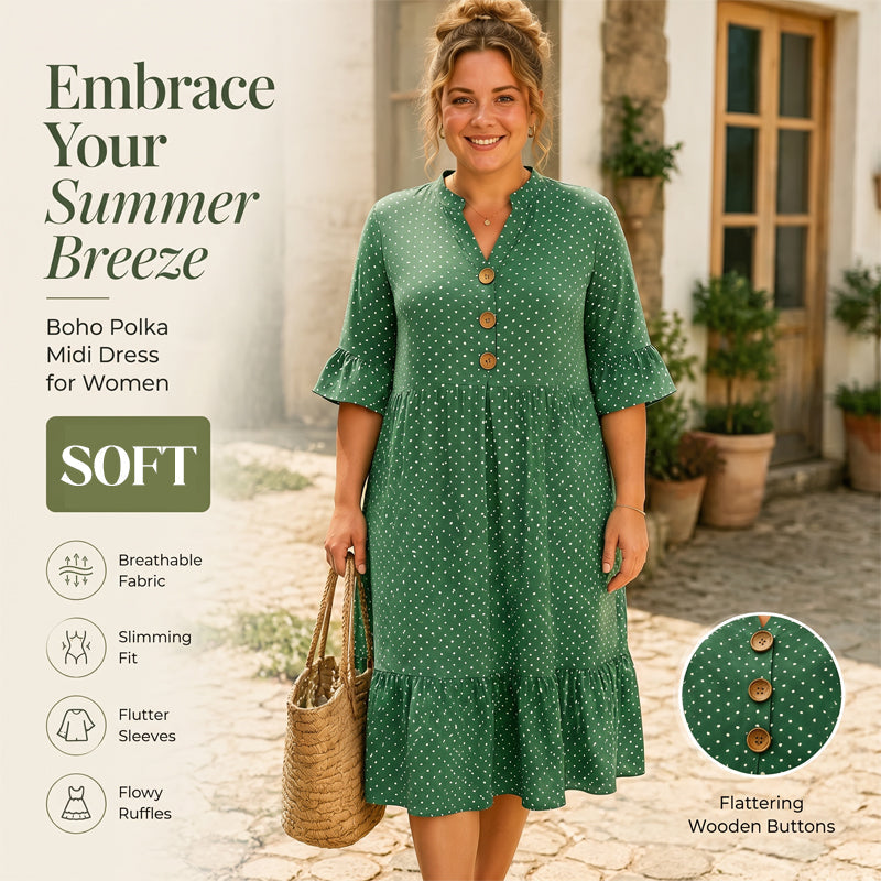 👗Women's Summer Polka Dot Dress with Ruffle Sleeves – Effortlessly Chic & Flattering ✨