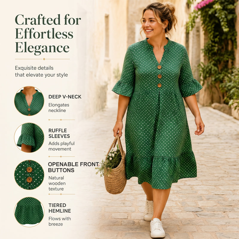 👗Women's Summer Polka Dot Dress with Ruffle Sleeves – Effortlessly Chic & Flattering ✨