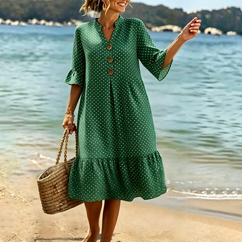 👗Women's Summer Polka Dot Dress with Ruffle Sleeves – Effortlessly Chic & Flattering ✨