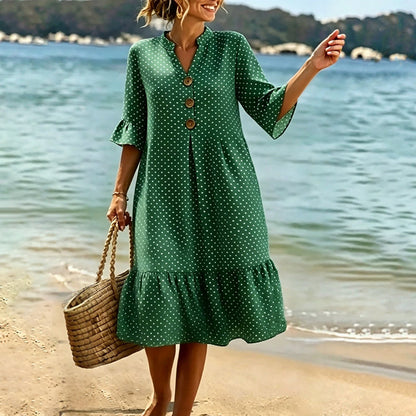 👗Women's Summer Polka Dot Dress with Ruffle Sleeves – Effortlessly Chic & Flattering ✨
