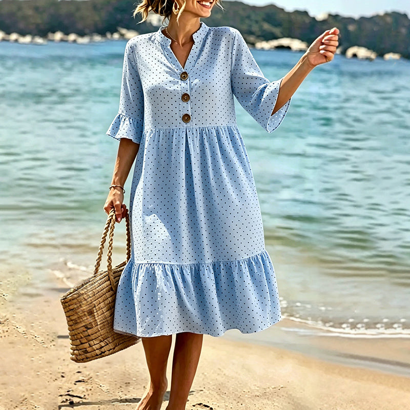 👗Women's Summer Polka Dot Dress with Ruffle Sleeves – Effortlessly Chic & Flattering ✨