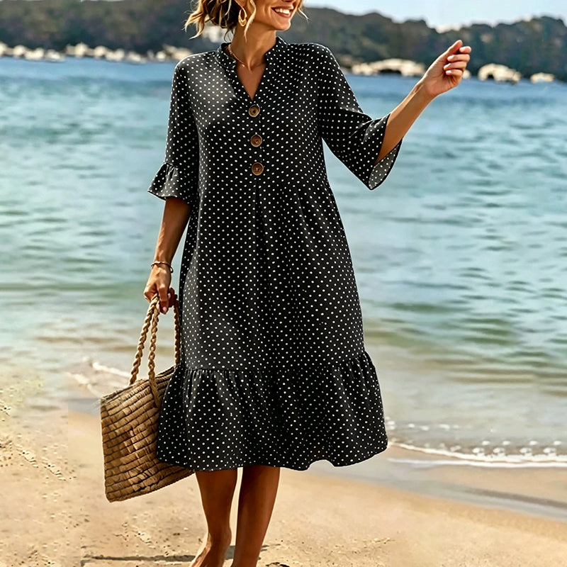 👗Women's Summer Polka Dot Dress with Ruffle Sleeves – Effortlessly Chic & Flattering ✨