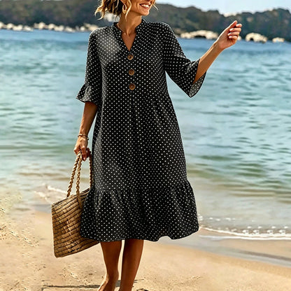 👗Women's Summer Polka Dot Dress with Ruffle Sleeves – Effortlessly Chic & Flattering ✨
