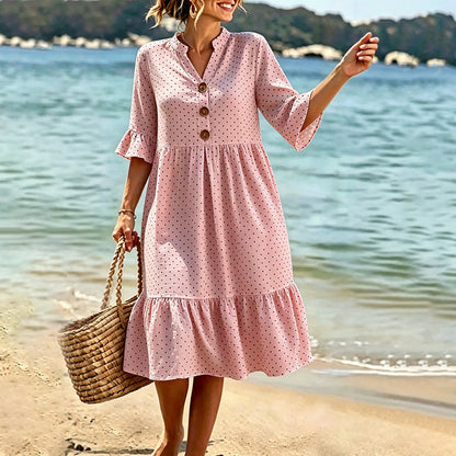 👗Women's Summer Polka Dot Dress with Ruffle Sleeves – Effortlessly Chic & Flattering ✨