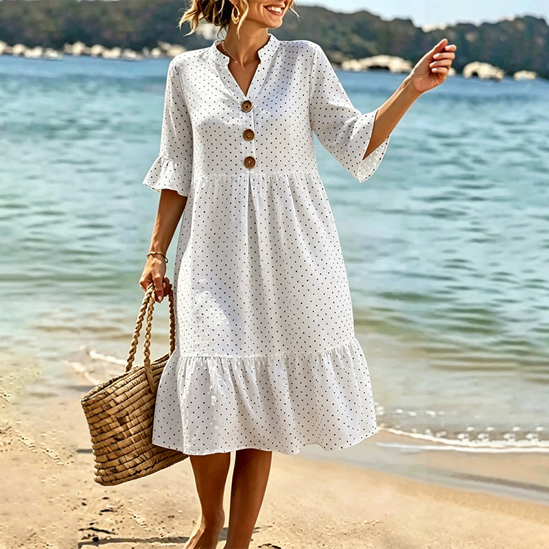 👗Women's Summer Polka Dot Dress with Ruffle Sleeves – Effortlessly Chic & Flattering ✨