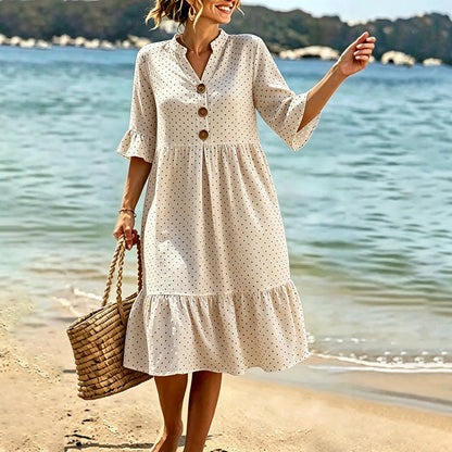 👗Women's Summer Polka Dot Dress with Ruffle Sleeves – Effortlessly Chic & Flattering ✨